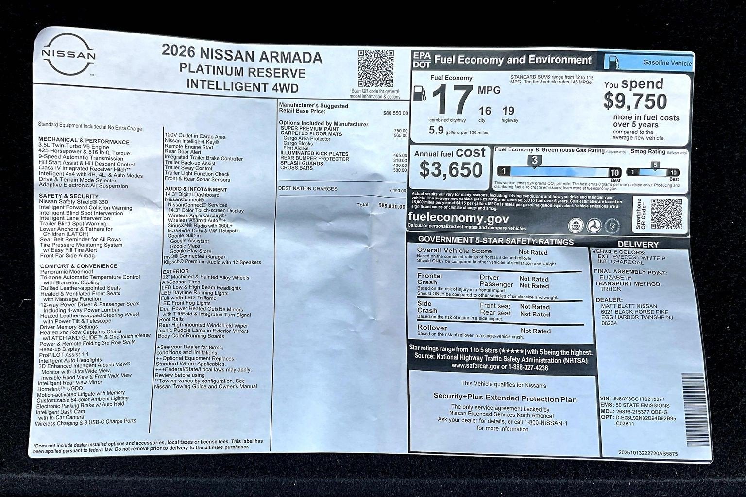 2026 Nissan Armada Platinum Reserve