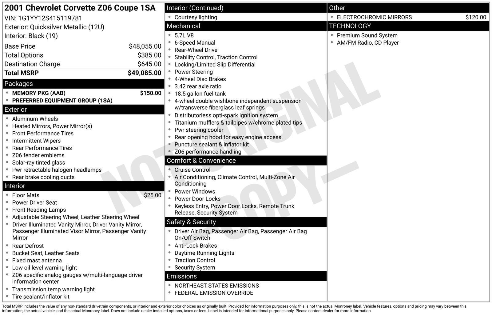 2001 Chevrolet Corvette Z06
