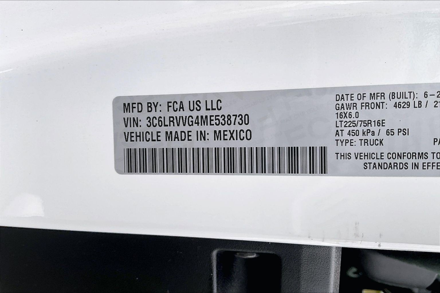 2021 RAM ProMaster Cargo Van Std Roof
